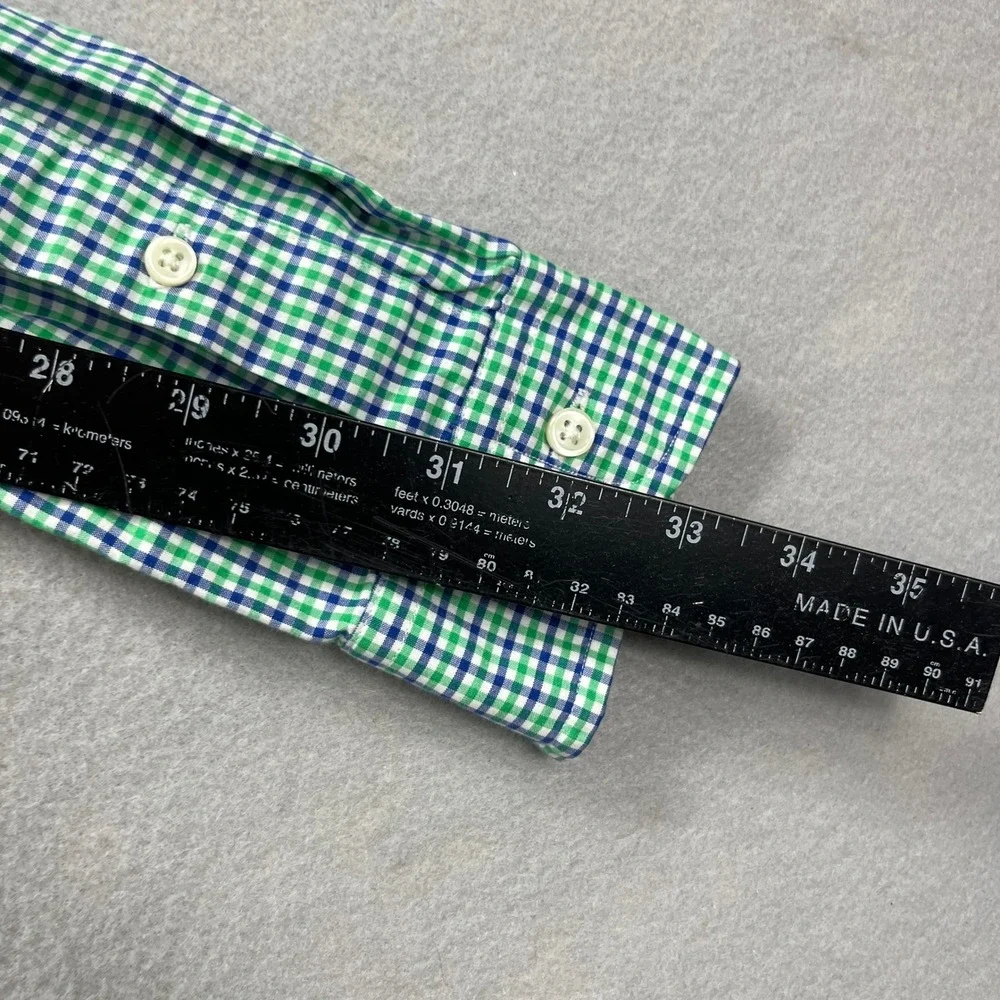 Ralph Lauren Shirt Mens M Green Blue Custom Fit Gingham Check Button Down Preppy